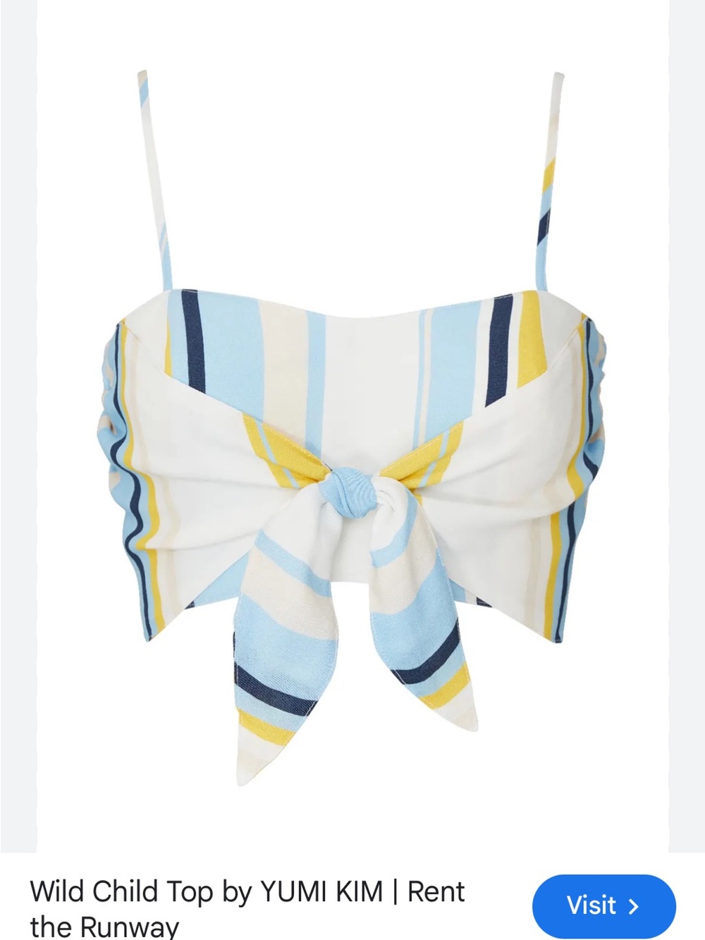 Yumi Kim Pastel Blue, White & Yellow Striped Tie-Front Camisole